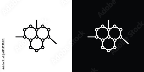 Graphene icon in black and white linear versions