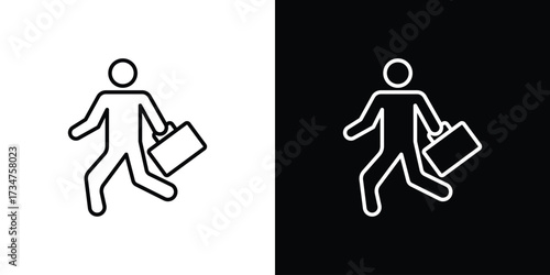 Going to work icon in black and white linear versions