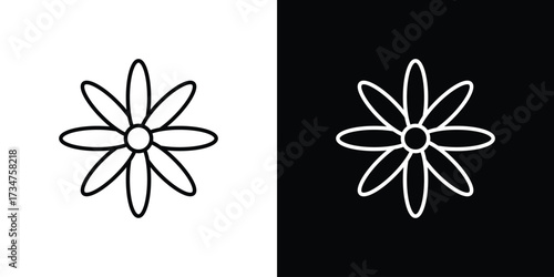 Gerbera icon in black and white linear versions