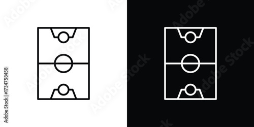 Football field icon in black and white linear versions