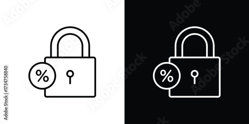 Fixed rate mortgage icon in black and white linear versions