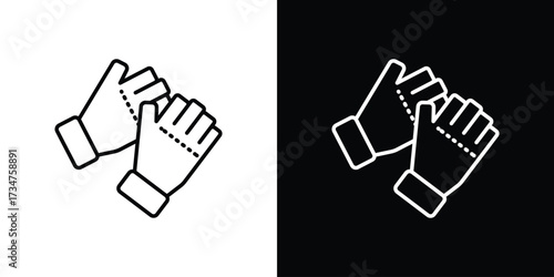 Fitness Gloves icon in black and white linear versions