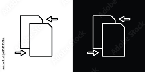 File sharing icon in black and white linear versions
