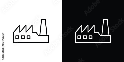 Factory icon in black and white linear versions