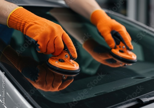 Windshield repair with suction cups