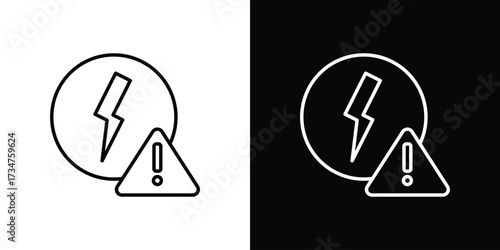 Electric Problem icon in black and white linear versions