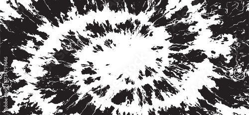 Circular starburst explosion texture. Distressed uneven grunge background. Abstract vector illustration. Overlay to create interesting effect and depth. Isolated on white background.