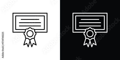 Diploma icon in black and white linear versions
