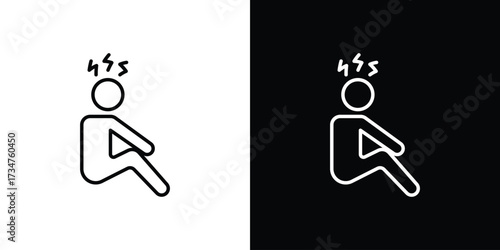 Depression icon in black and white linear versions