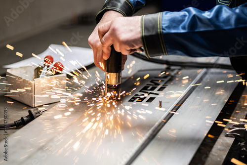 A dynamic metalworking process featuring sparks, precision tools, and craftsmanship