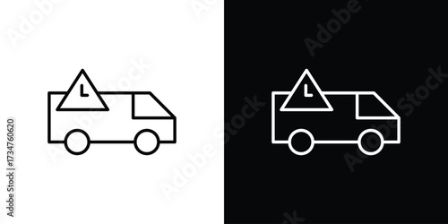 Delivery delay icon in black and white linear versions