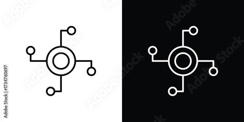 Decentralized icon in black and white linear versions
