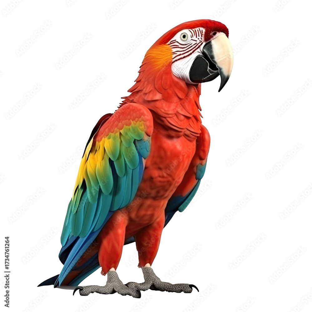 Fototapeta premium Vibrant macaw portrait against black background