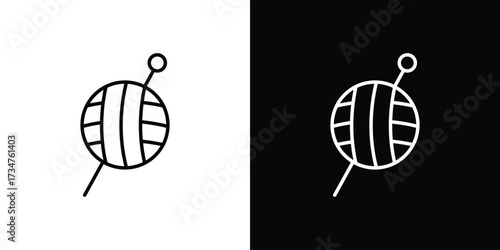 Crochet icon in black and white linear versions