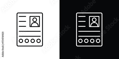 Criminal record icon in black and white linear versions