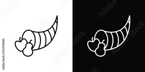 Cornucopia icon in black and white linear versions