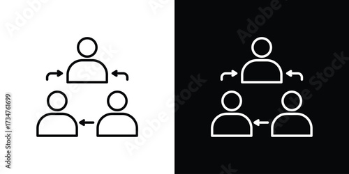 Coordinate icon in black and white linear versions
