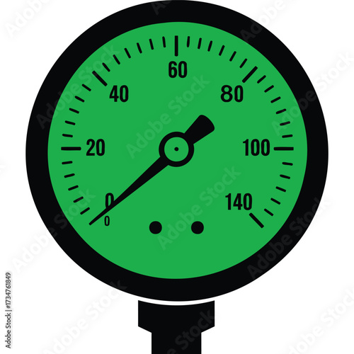 Green Pressure Gauge Illustration measurement instrument dial indicator meter analog round equipment control technology scale device