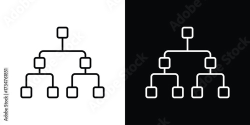 Consolidation icon in black and white linear versions