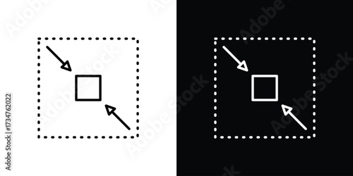 Compact size icon in black and white linear versions