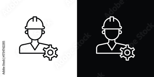 Civil Engineer icon in black and white linear versions