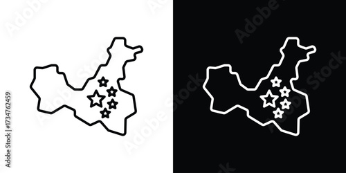 China map icon in black and white linear versions