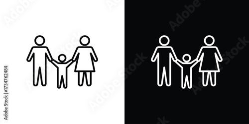 Child custody icon in black and white linear versions