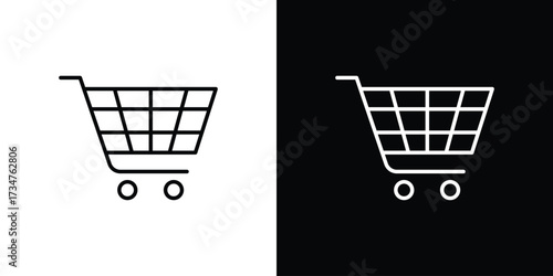 Cart icon in black and white linear versions