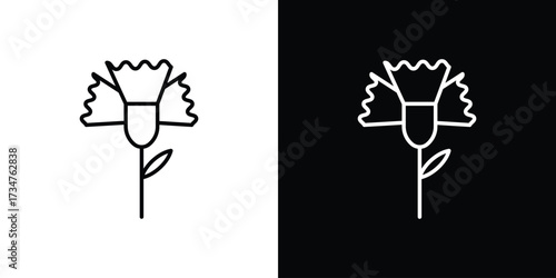 Carnation icon in black and white linear versions