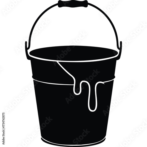 Paint Bucket Silhouette vector illustration black white dripping container art design graphic tool equipment liquid fluid spill mess
