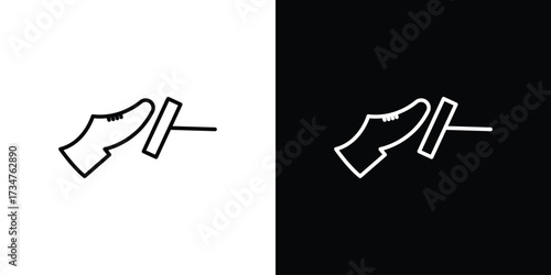 car pedal icon in black and white linear versions