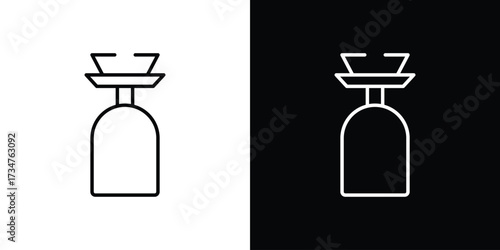 Camping gas icon in black and white linear versions