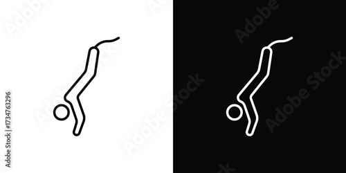 Bungee jumping icon in black and white linear versions
