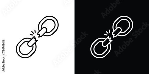 Broken link icon in black and white linear versions