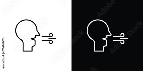 Breath icon in black and white linear versions