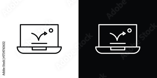 Bounce rate icon in black and white linear versions
