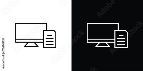 Blended learning icon in black and white linear versions