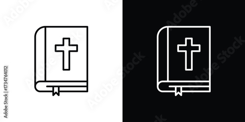 Bible icon in black and white linear versions