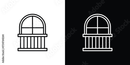 Balcony icon in black and white linear versions