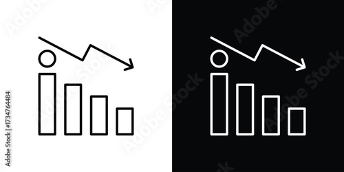 Attrition icon in black and white linear versions