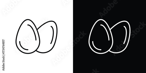 Almond icon in black and white linear versions