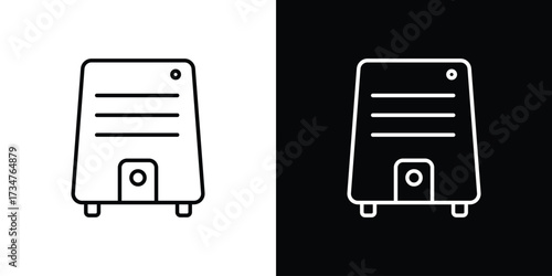 Air purifier icon in black and white linear versions