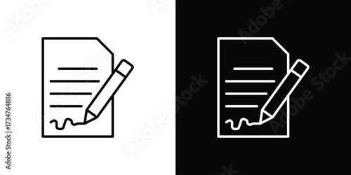 Agreement icon in black and white linear versions