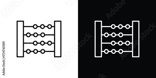Abacus icon in black and white linear versions