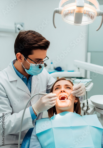 Dentist examining a patient's teeth