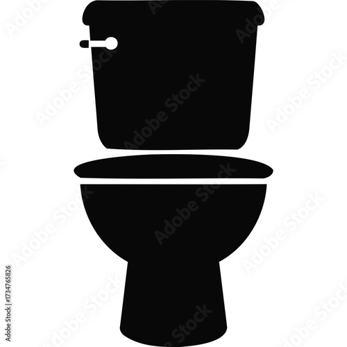 Toilet Icon in Black and White bathroom plumbing restroom lavatory bowl water closet fixture hygiene sanitation flush ceramic porcelain