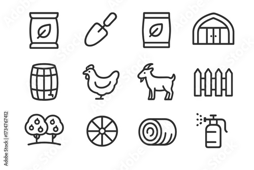 Home Composting Icons. Setting up home composting systems. Line outline icon set of Setting up home composting