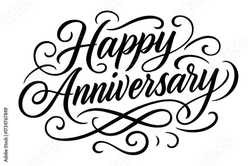 Elegant Anniversary Lettering. Happy Anniversary. Elegant modern calligraphy lettering with bold and saturated