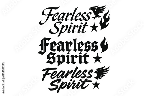 Fearless Spirit Calligraphy. Fearless Spirit. Create a calligraphy lettering illustration of the phrase: