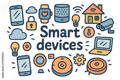 Smart Devices Doodle. Smart devices. Hand-drawn doodle illustration of Smart devices. smartphone, smartwatch,